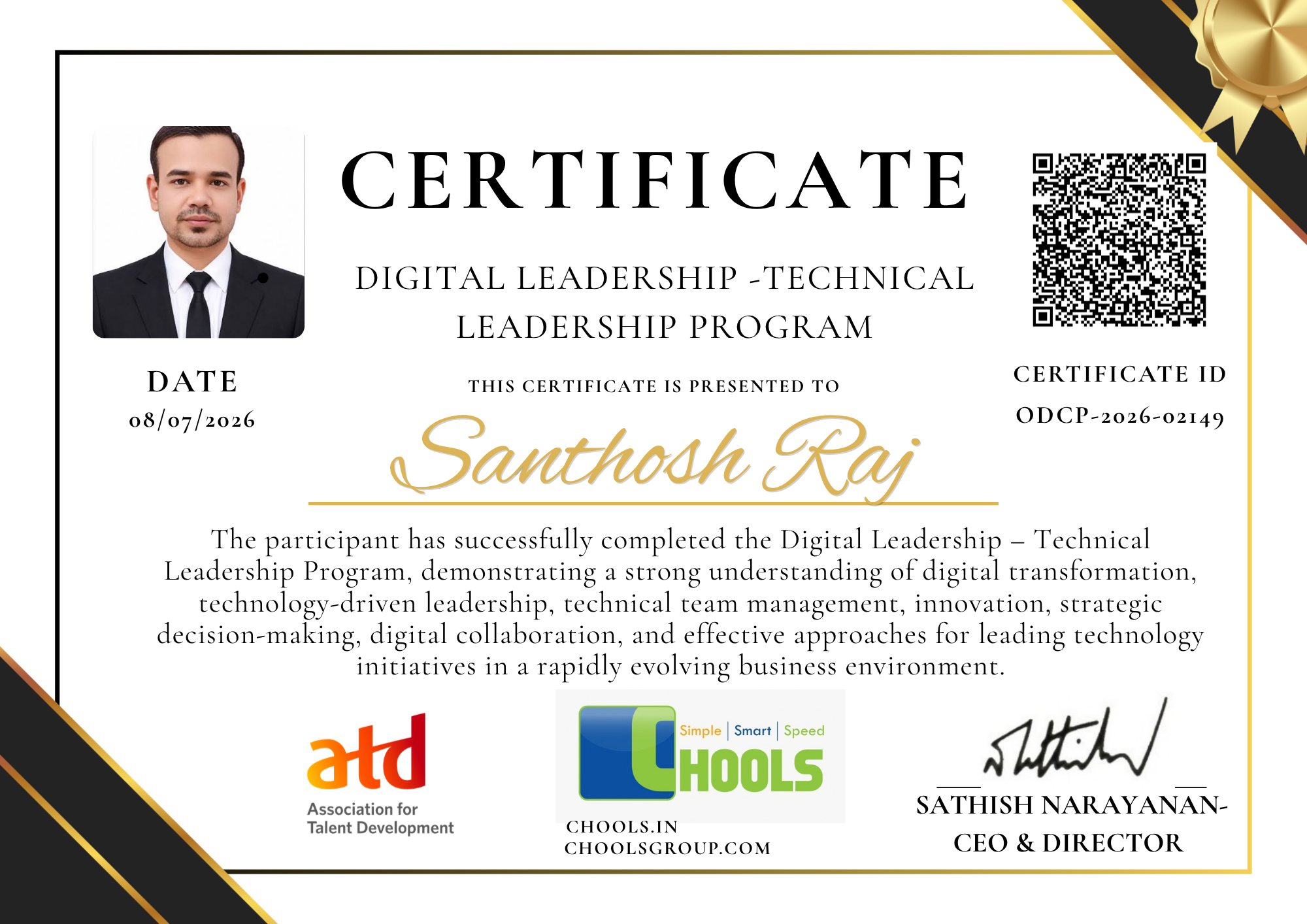 Digital Leadership -Technical leadership Program Program Certificate